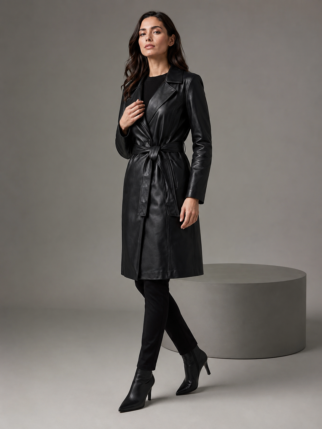 Winslet Classic Leather Overcoat - Image 2