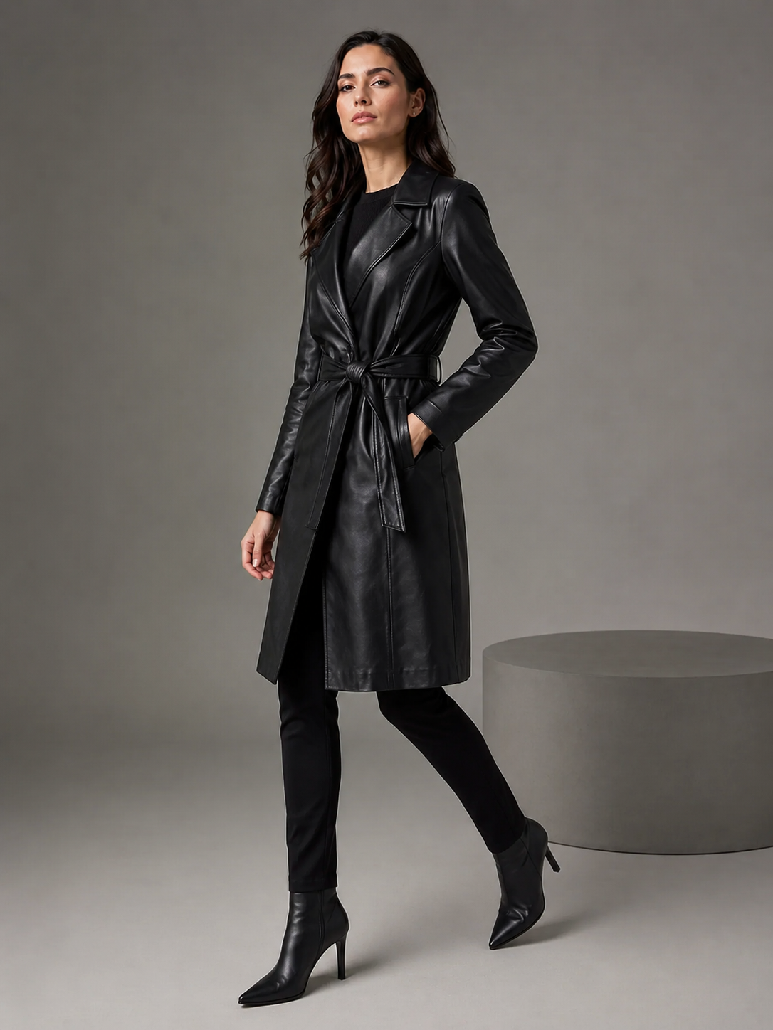 Winslet Classic Leather Overcoat - Image 3