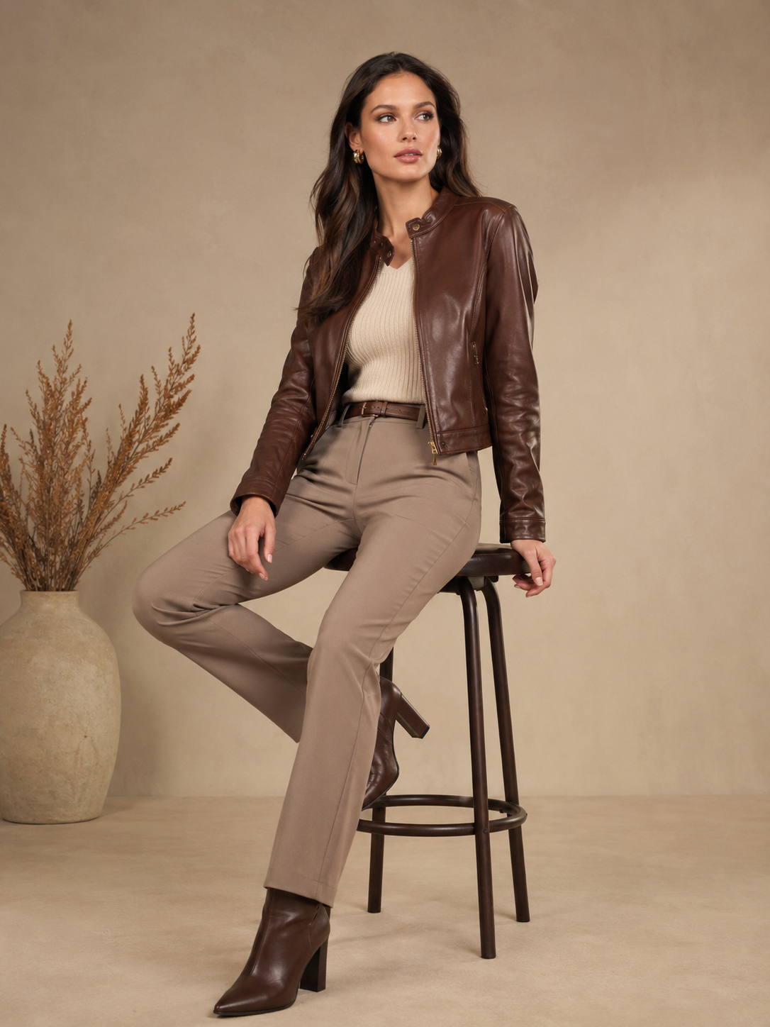 Isolde Belted Leather Jacket