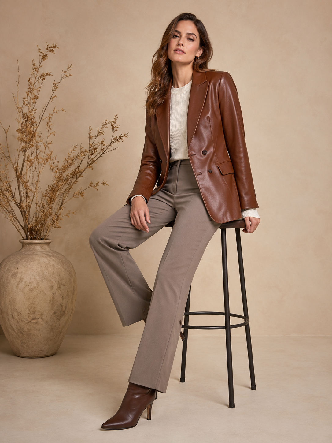 Thorne Structured Leather Blazer