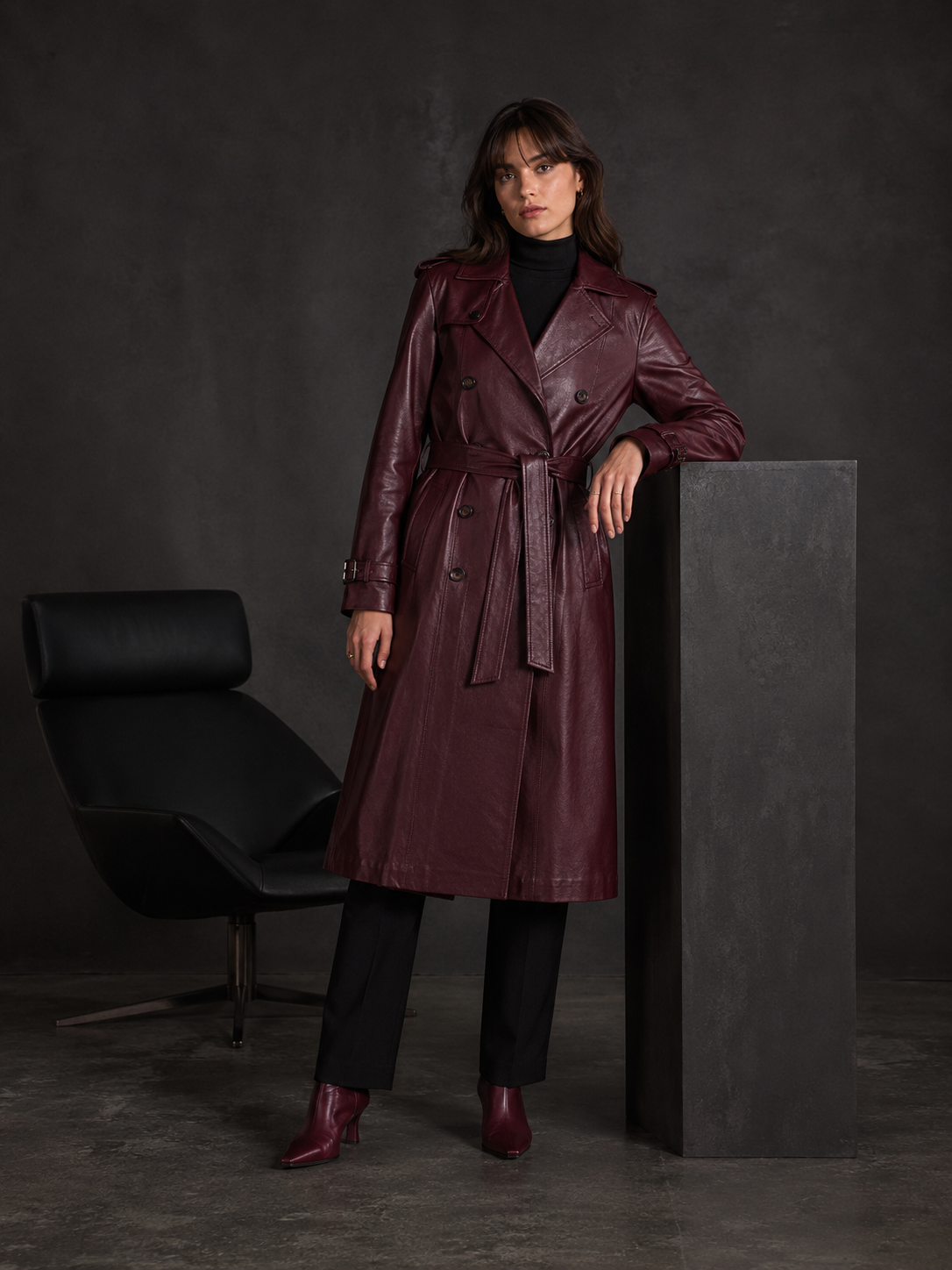 Kingsford Long Leather Trench