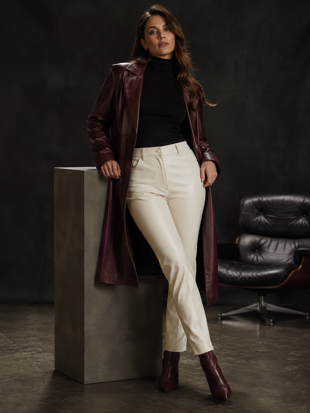 Clementine Wide-Leg Leather Trousers