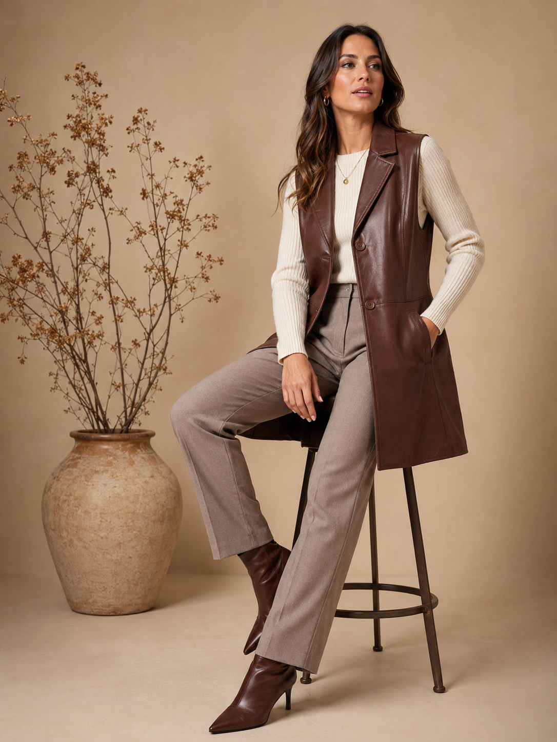 Wilhelmina Classic Leather Vest